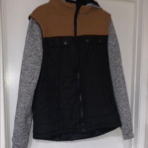Black,Brown and Grey Jacket with Sporty Design